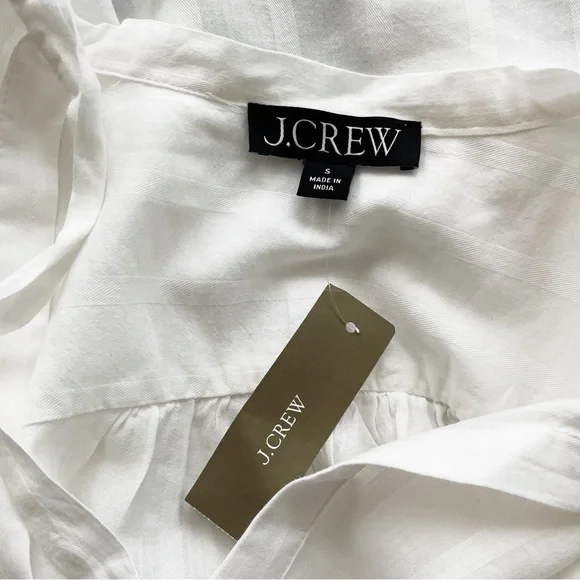 J. Crew V-neck Tie Top in White Cotton Dobby Size Small - Picture 10 of 11